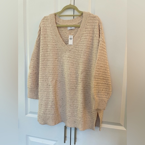 NWT! Old Navy Speckled Textured Rib-Knit Cream Cotton Tunic Sweater. Size 2x! - Picture 6 of 16